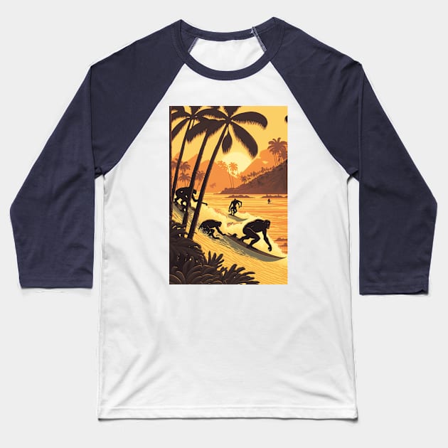 Sunset Surf Baseball T-Shirt by The House of Hurb